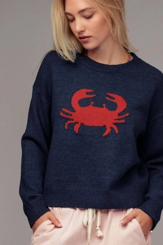 Chesapeake Crab Sweater – Navy — Shore Society